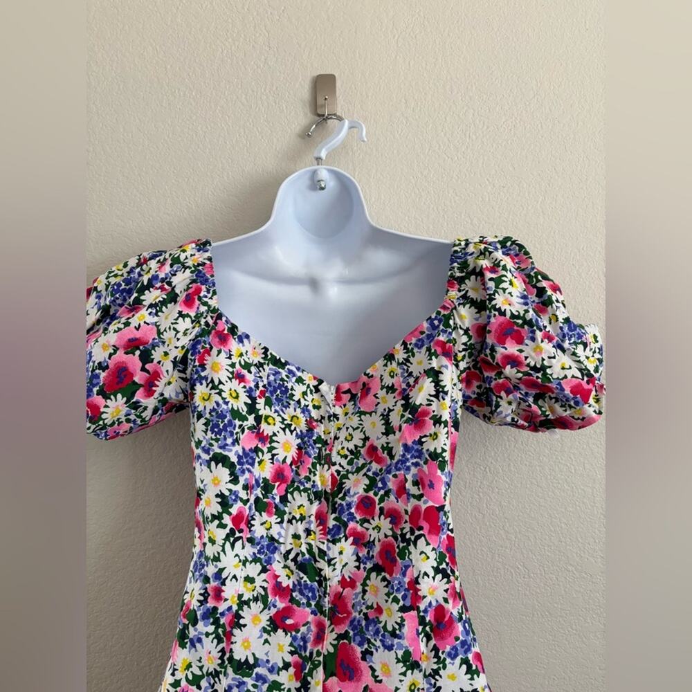 Vintage Puff Off The Shoulder Cotton Floral Dress Small Bloomcore Boho - Picture 6 of 13